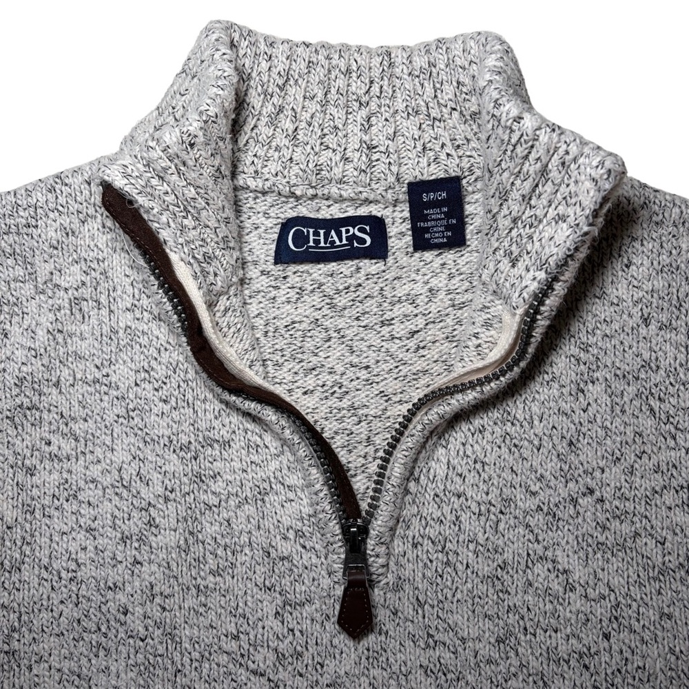 Chaps Small Gray Pullover Quarter Zip Sweater - image 3